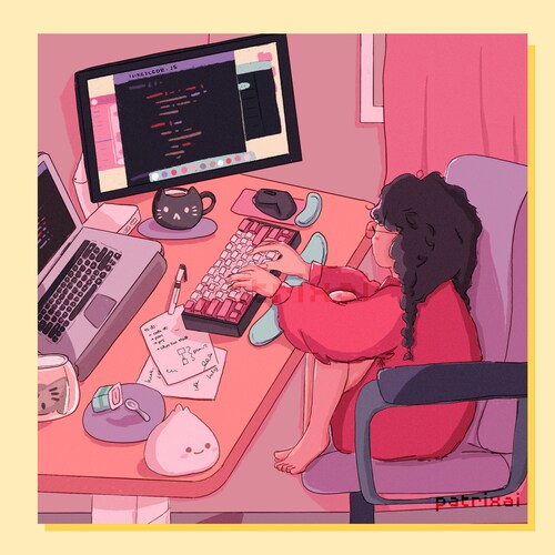 Cute Work From Home Art Print Cute Anime Female Developer - Etsy Singapore Cute Work From Home Art Print Cute Anime Female Developer - Etsy Singapore