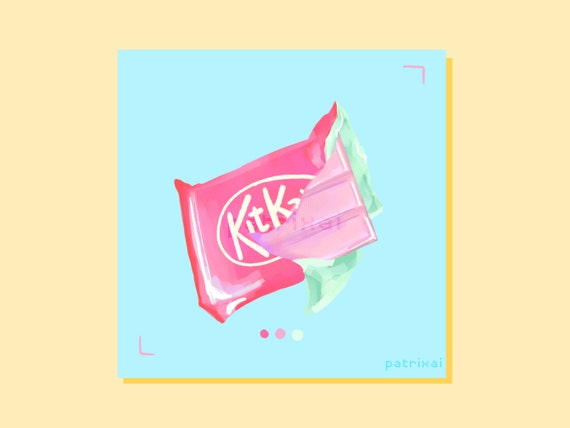 Cute Chocolate Snack Art Print Milk Chocolate Kit Kat Art Print Pastel Wall Decor Asian Snack Art Print Gift for Chocolate Lovers