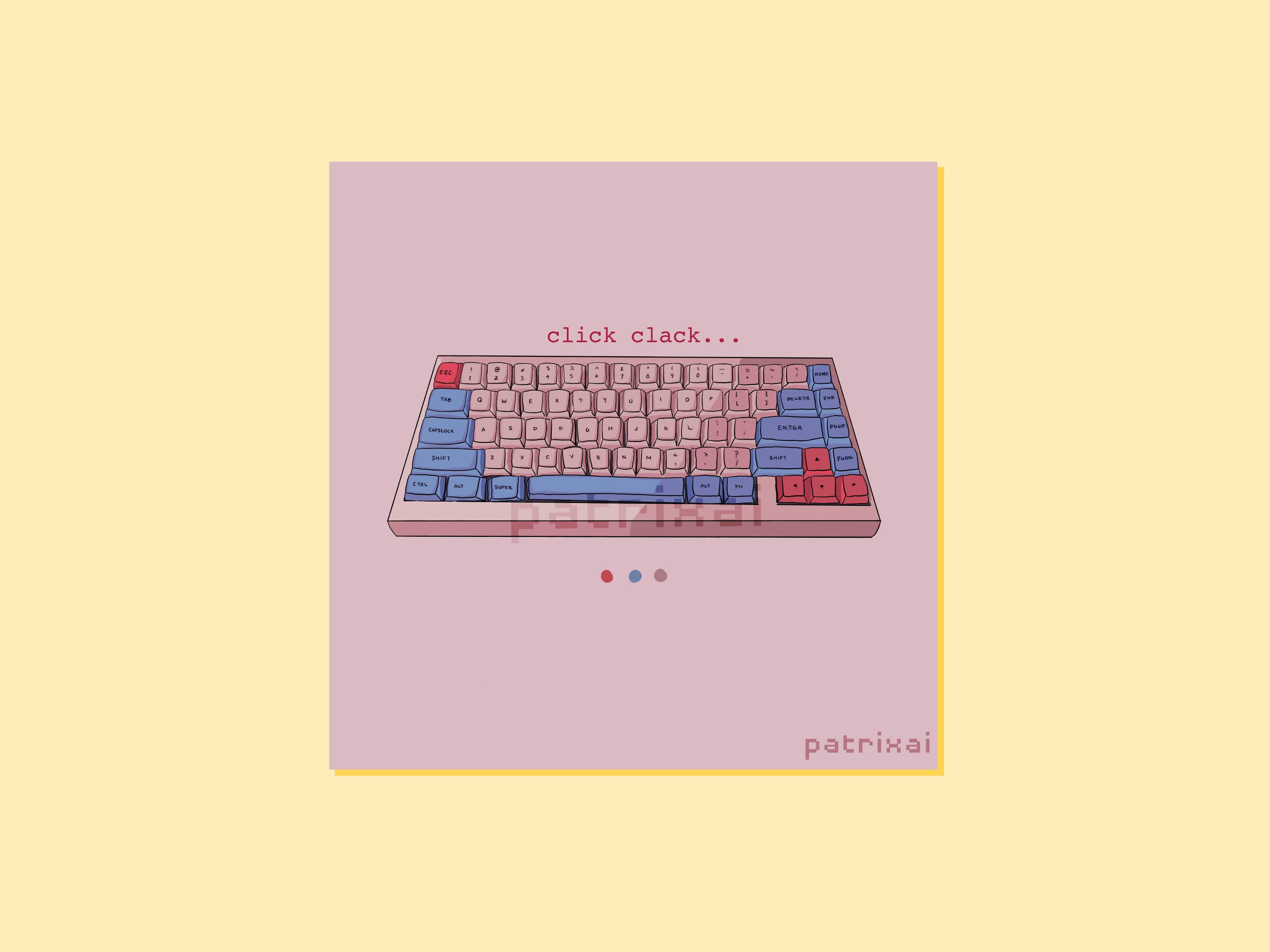 Cute Mechanical Keyboard Art Print Developer Keyboard Print Etsy Canada