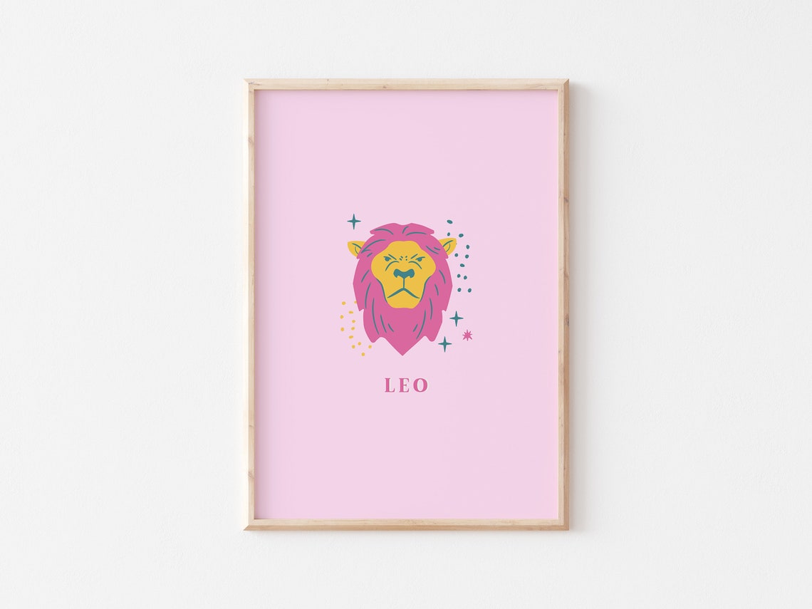 Leo Print Poster Star Sign Print Leo Wall Art Leo Gifts Etsy