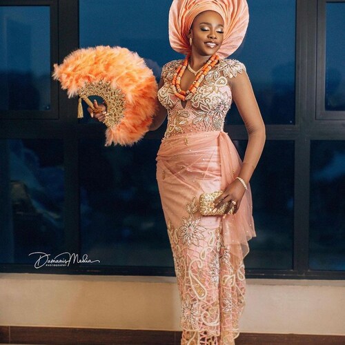 African Feather Hand Fan Brides Hand Fan Nigerian Wedding Etsy