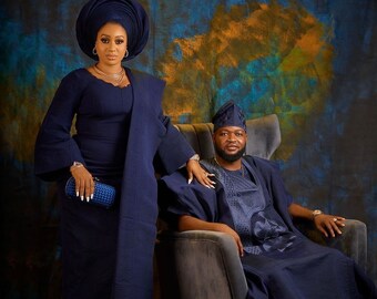 Aso oke outfit/African couple’s clothing / African fashion/ wedding suit/ elegant women outfit /Special event dress/ couples outfits