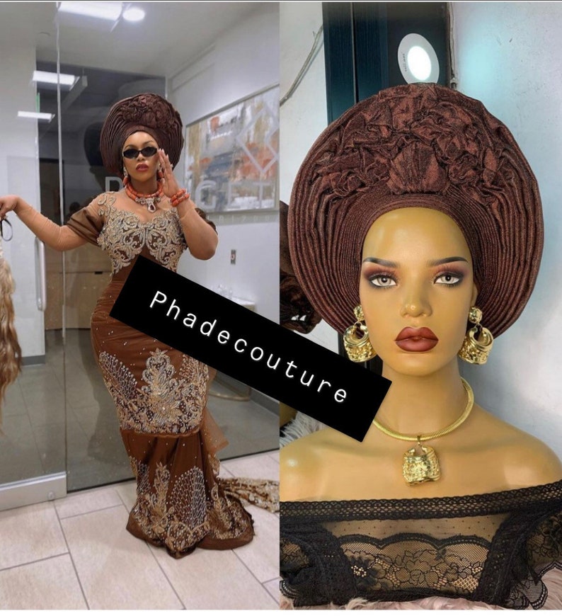 African Gele Pre Styled Head Tie Auto Gele Prewrapped Etsy