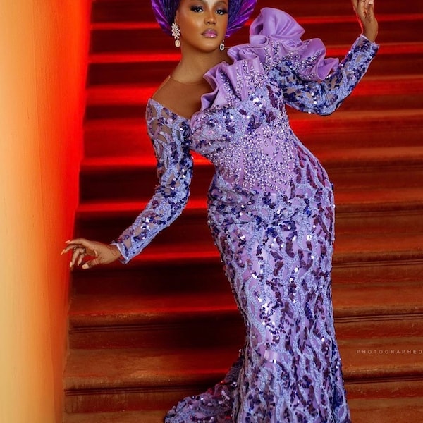 Latest Nigeria & Africa Lace Dress. Mermaid Asoebi dress/Iso Ebo African wedding Party Dress/Prom Dress/Wedding/Nigeria Wedding Dress