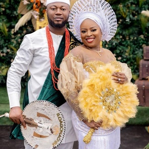 African Feather Hand Fan Brides Hand Fan Nigerian Wedding - Etsy