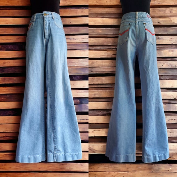 Tie Dye Jeans Reworked Denim Pants Hippie 70s Style Bell 