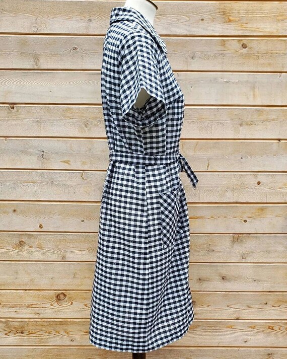 1950's cotton gingham metal zip front dress by "a… - image 3