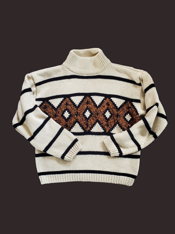 Vintage 80's textured stripes geometric boho swea… - image 6