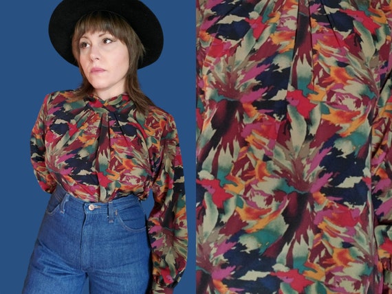 Vintage 80's colorful abstract blouse - image 1