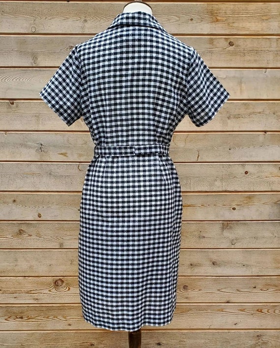 1950's cotton gingham metal zip front dress by "a… - image 4