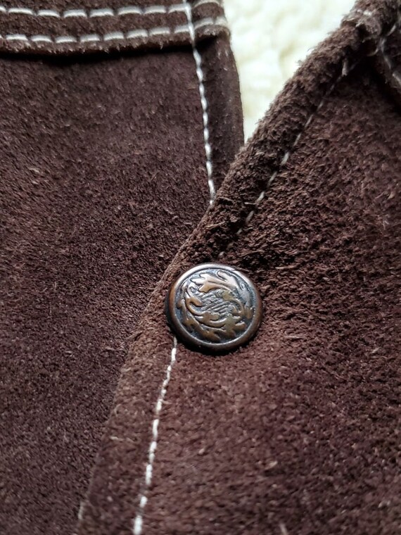 Vintage 70's Dark brown suede Sherpa vest - image 3