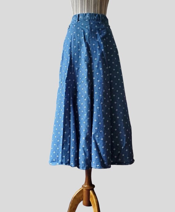 Vintage floral print denim circle skirt - image 6