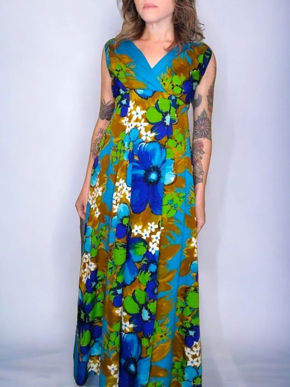 1960's-70's Hawaiian Day Glo dream dress xxxs