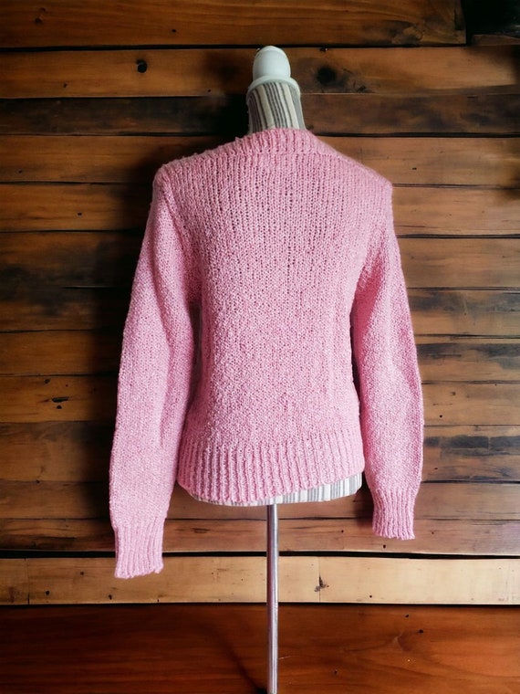 Vintage 70's-80's Cottage Core Pink Floral Sweater - image 6