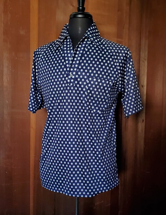 Groovy 70's poly polka dot polo - image 1