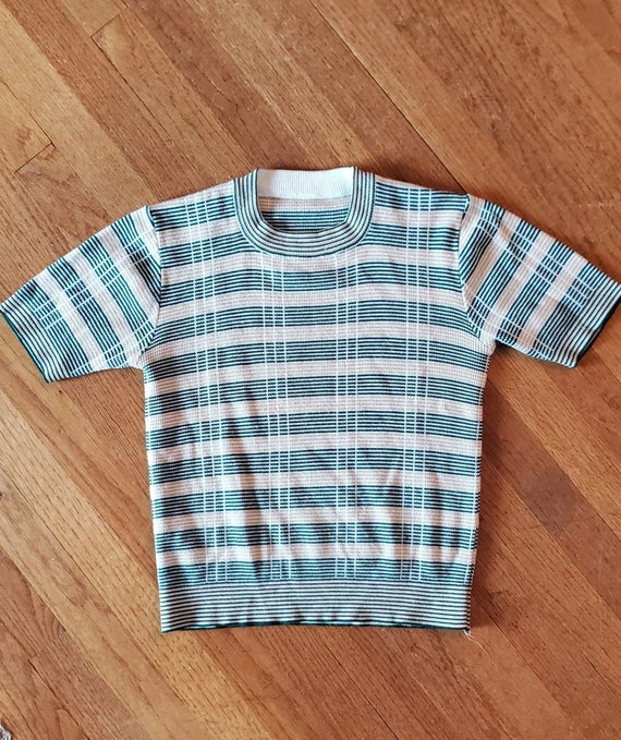 Vintage 60's striped short sleeve knit top - image 7