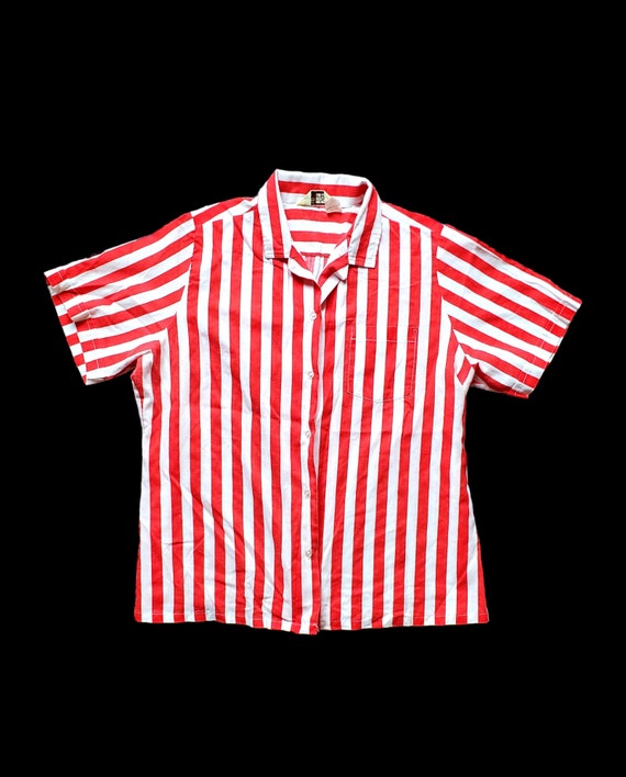 Vintage 70's-80's red and white striped shirt. - image 6
