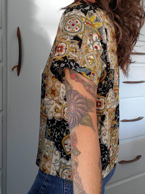 Vintage handmade abstract patchwork blouse. Desig… - image 4