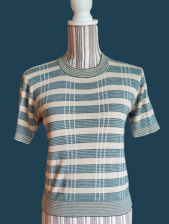 Vintage 60's striped short sleeve knit top - image 3