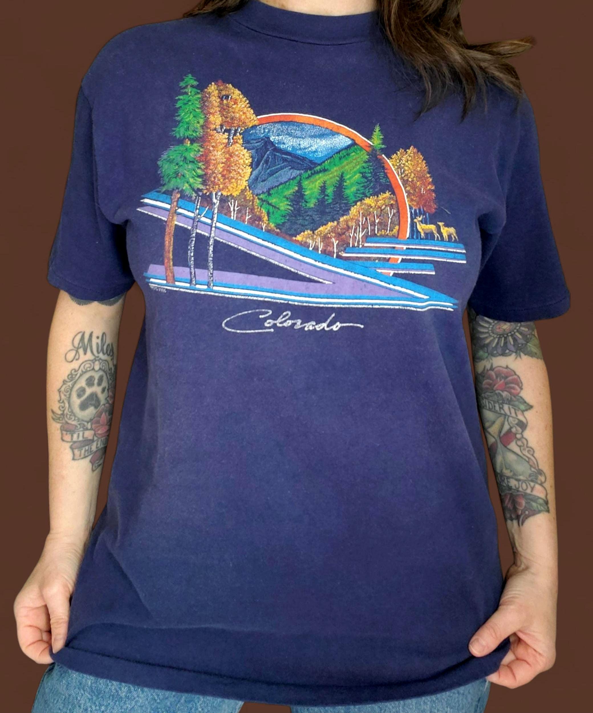 Vintage 80s Colorado Colorful Graphic T Shirt! 1985, Single Stitch 