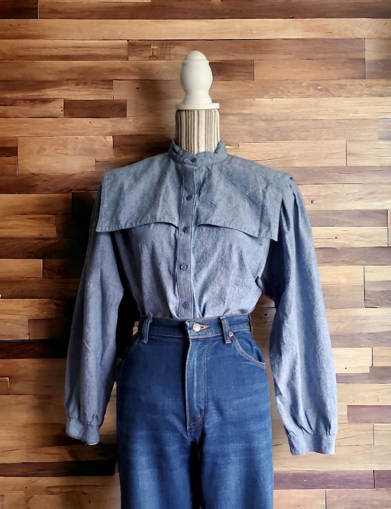 Vintage Western Cotton Chambray Blouse