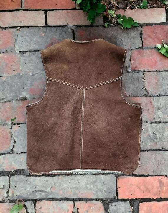 Vintage 70's Dark brown suede Sherpa vest - image 2