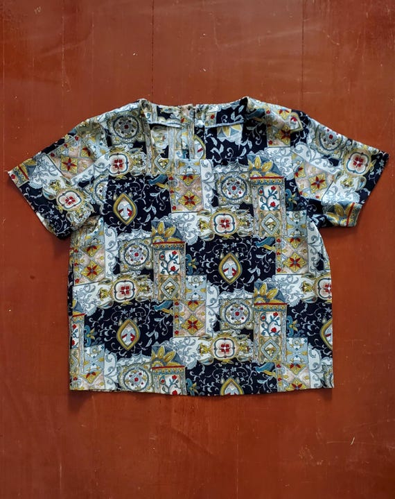 Vintage handmade abstract patchwork blouse. Desig… - image 10