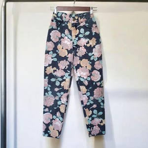 Vintage 80s Bongo Floral Ankle Jeans: Pastel Print, XXS-XS