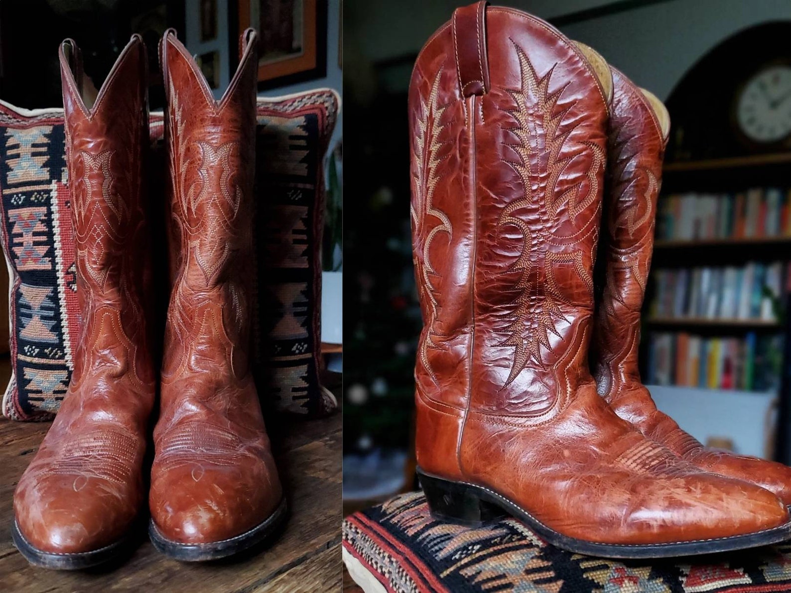 Vintage Leather Tony Lama Western Boots Men's Size 9.5 - Etsy