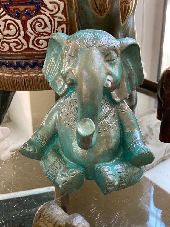 Zen Boho Meditating Elephant Statue Etsy