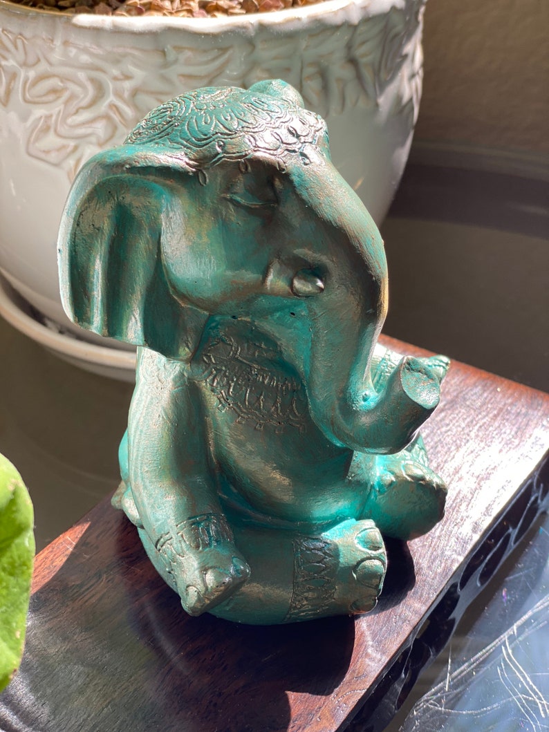 Zen Boho Meditating Elephant Statue Etsy