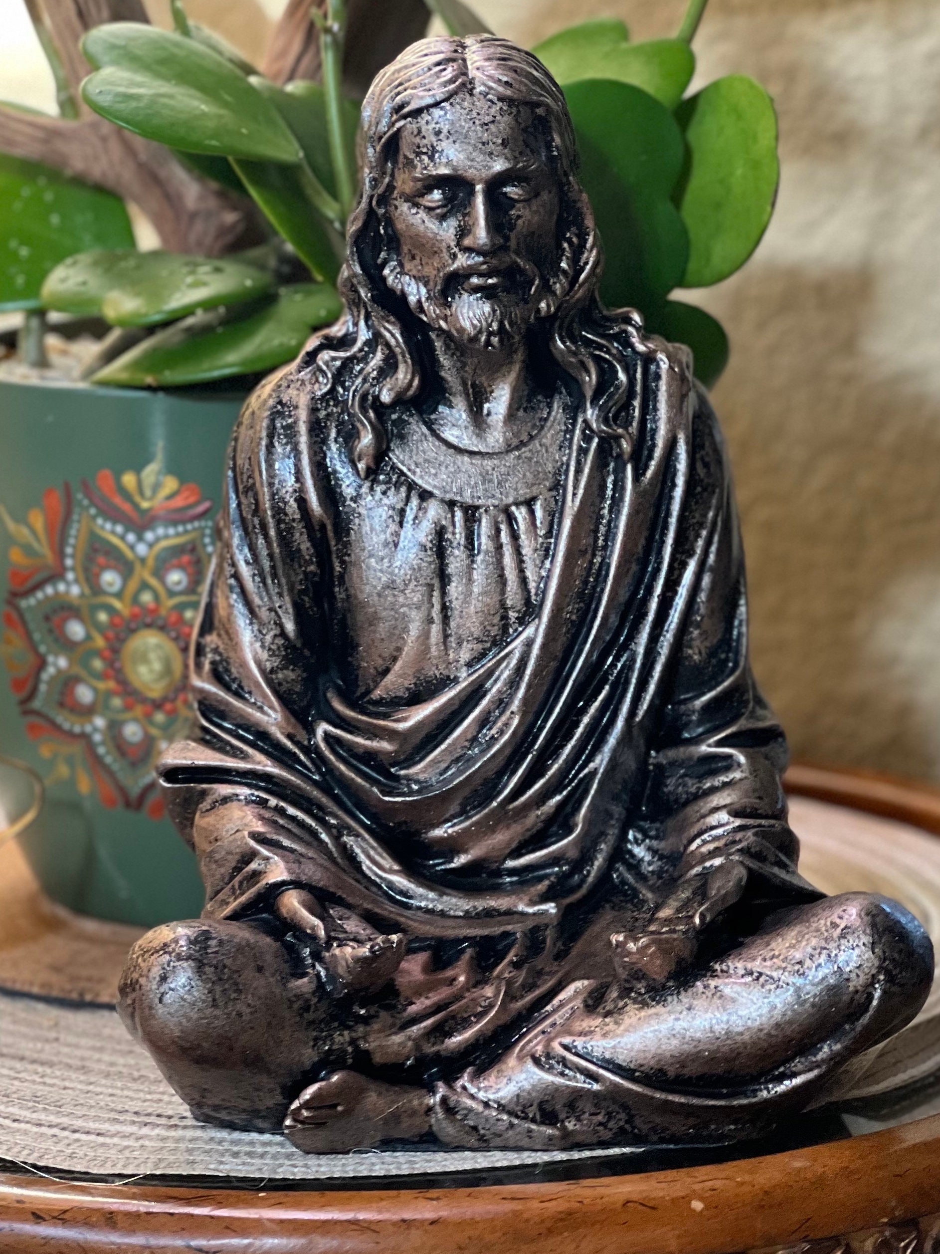 CONCRETE Not PLASTIC Rustic Boho Jesus Statue Meditating Yoga Pose Jesus -   Canada