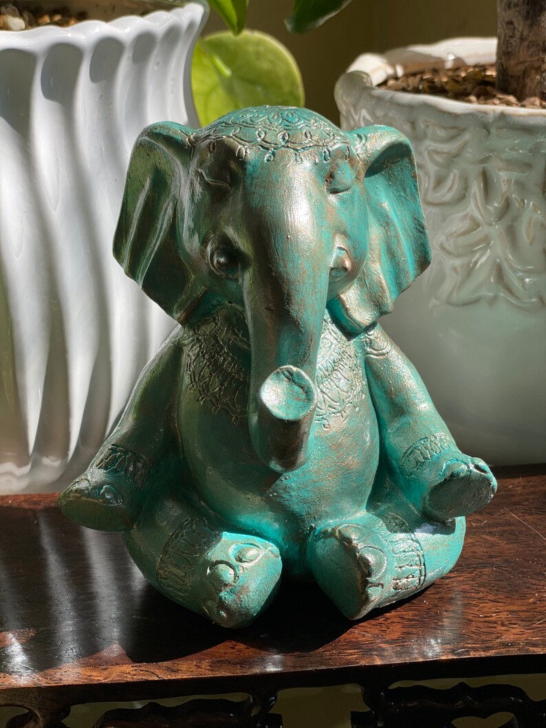 Zen Boho Meditating Elephant Statue Etsy
