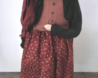 Primitive Americana Doll 25" Tall OOAK Peggy Corrigan Handmade Folk Art Doll Patriotic Decor