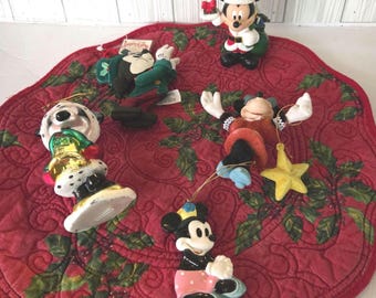 Lot of 5 Vintage Mickey & Minnie Mouse Christmas Ornaments Disney Collectible Holiday Tree Decor Retro Disneyana