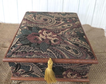 Vintage 1980s Boho Paisley Jewelry Box San Diego Keepsake Box, Original Label, Retro Trinket Box, Bohemian Vanity Storage, Gift for Her