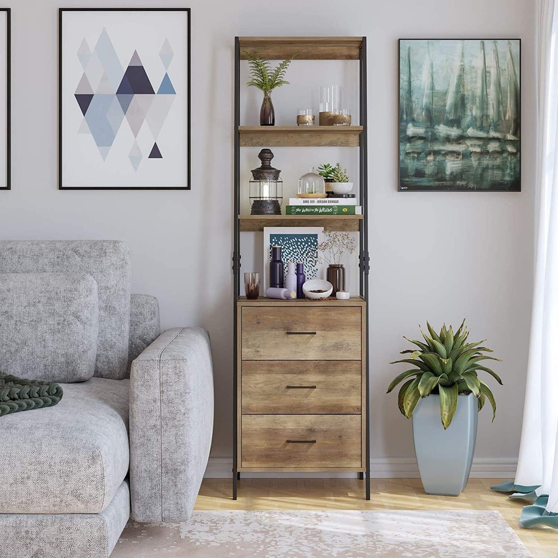 Gabinete de almacenamiento estante de escalera con cajones 3 | Etsy