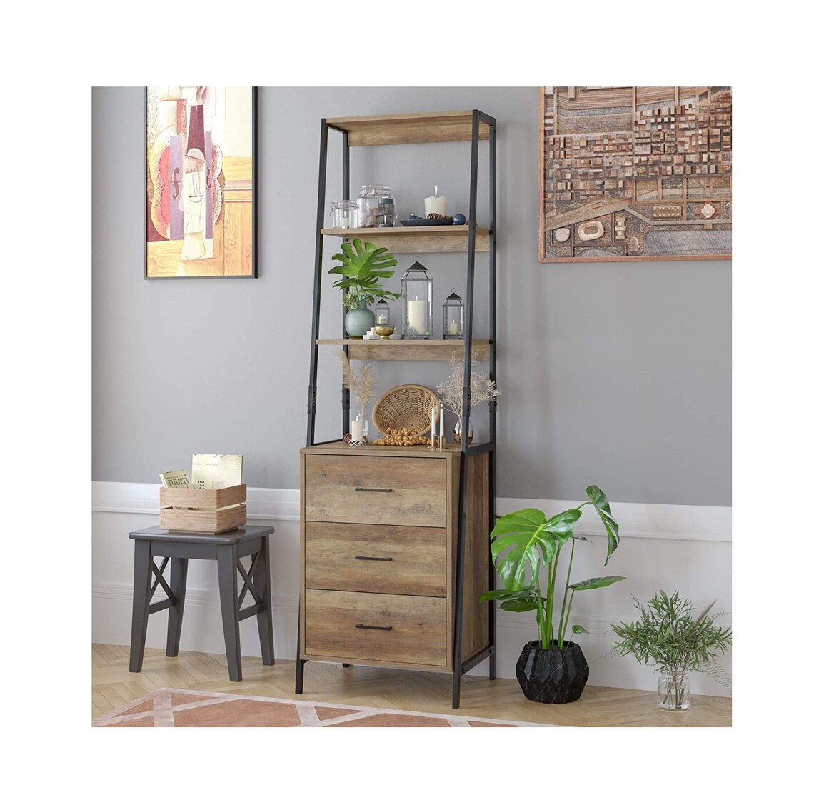 Gabinete de almacenamiento estante de escalera con cajones 3 | Etsy