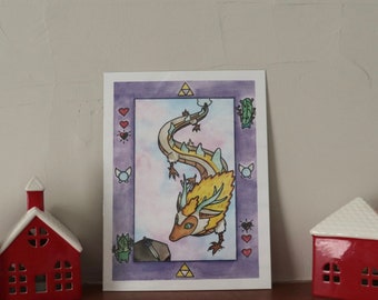 Legend of Zelda, Light Dragon Watercolor Print, TOTK Wall Art, Tears of the Kingdom Print, Dragon Art, Zelda Poster, Gameroom Wall Decor