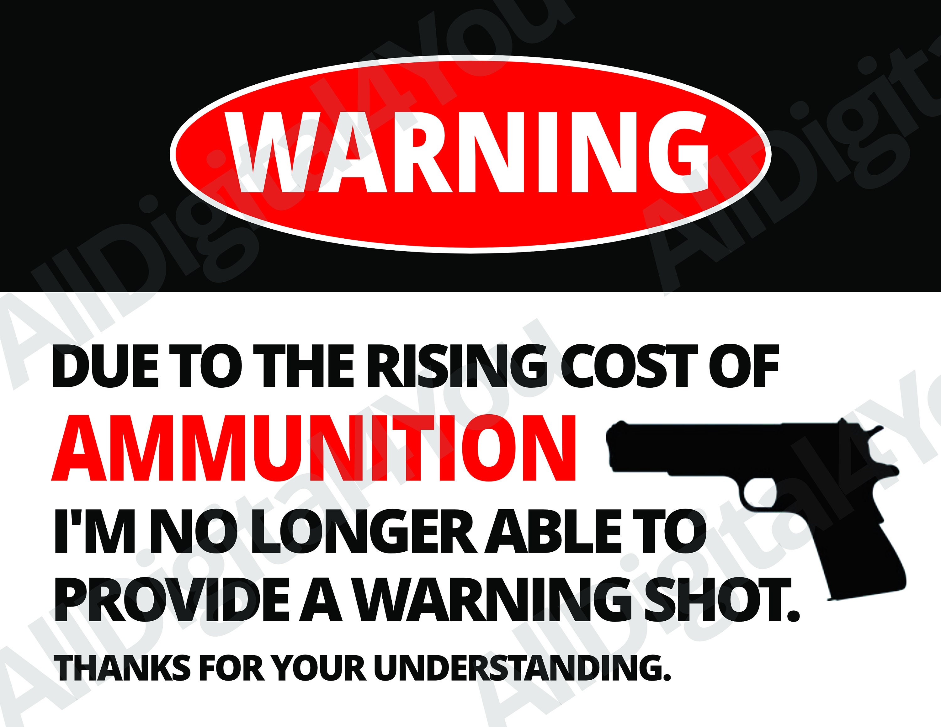 Warning Sign Template Funny With Gun Ammunition Instant Etsy