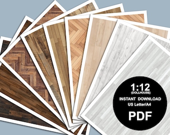 Dollhouse Miniature Flooring Wood, 1:12 Printable