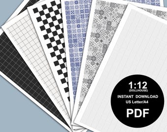Dollhouse Wall Tiles Printable, 1:12 DIY for Paper
