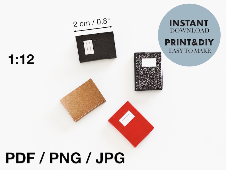 Miniature Notebook Paper, Printable School Supplies, Mini Christmas ...