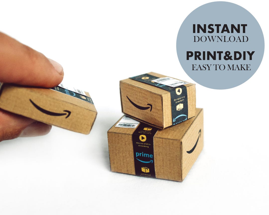 Miniature AMAZON BOX 1:6 Template, Instant Download Printable Packages ...