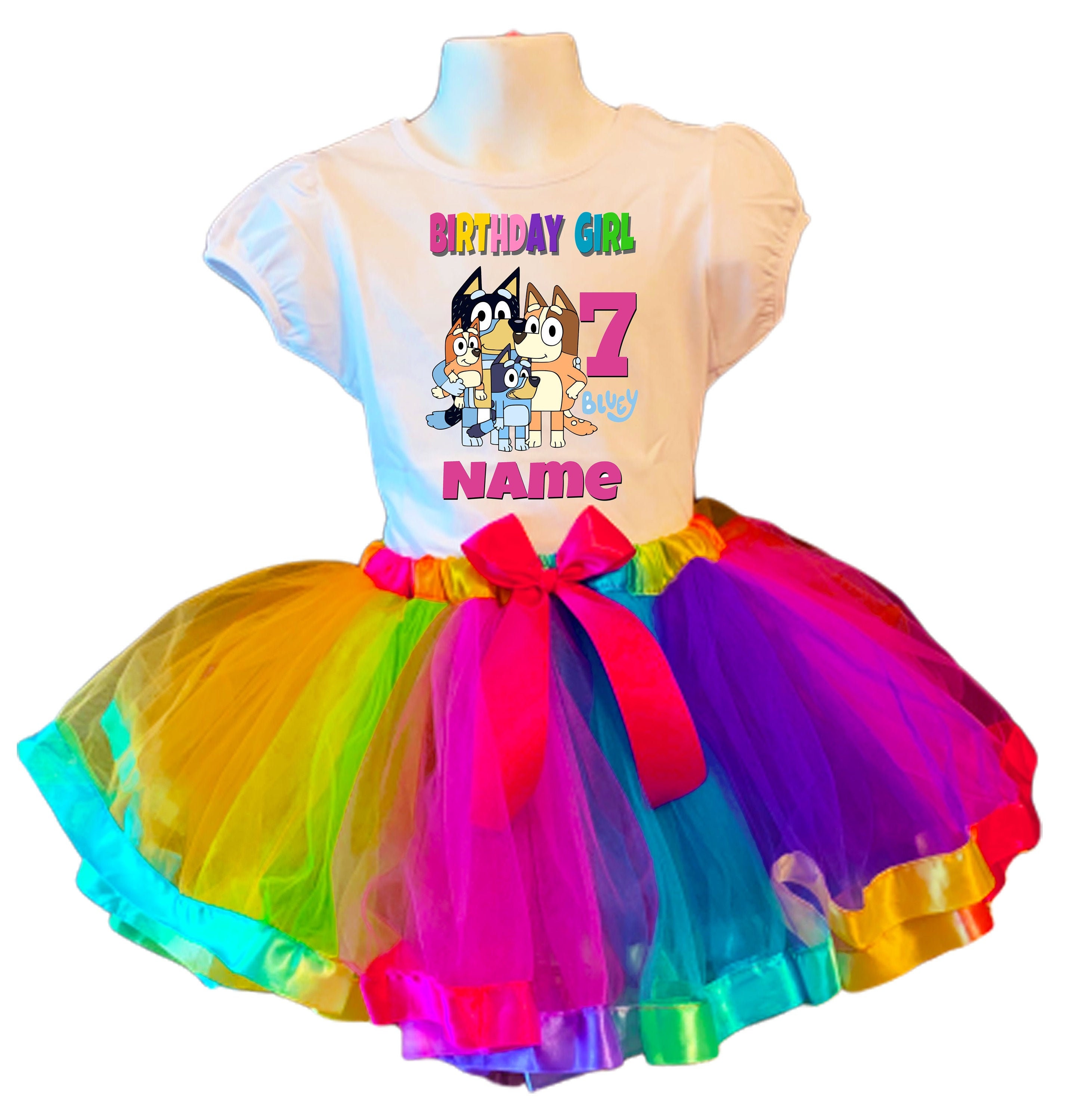 Bluey Family Tutu 7th birthday outfit Name Personalized Dress | Etsy