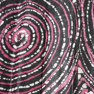Handmade African Adire Batik Tie Dye Pink Prints on Cotton Bazin Riche African Brocade Fabric By The Yard for Fashion, Crafting and Decor