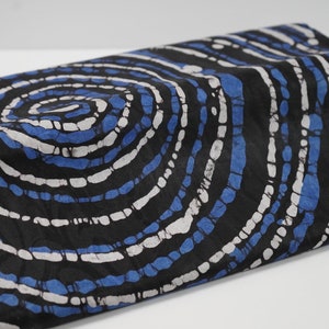 Handmade African Adire Batik Tie Dye Blue Prints on Cotton Bazin Riche African Brocade Fabric By The Yard for Fashion, Decor and Crafting