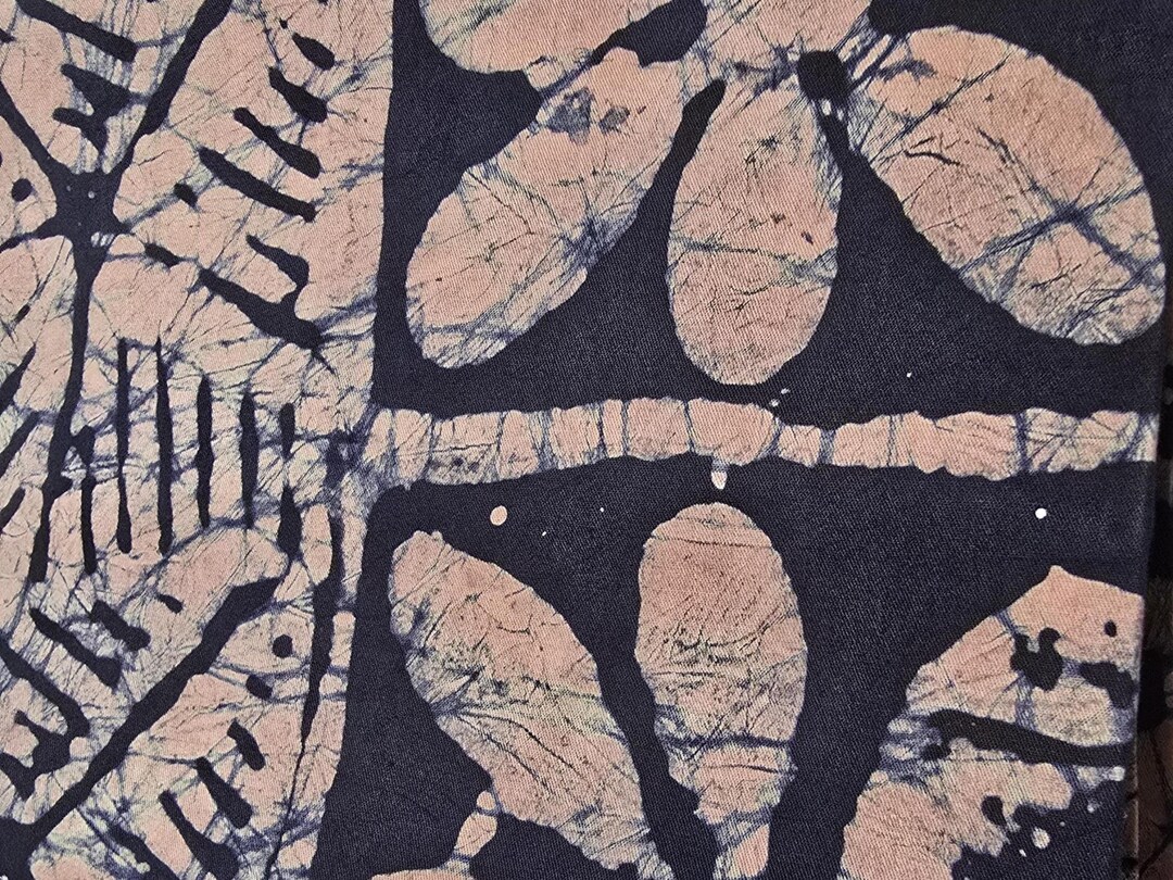 Pink Navy Adire Fabric | African Tie Dye Batik Cotton, Abstract Floral ...