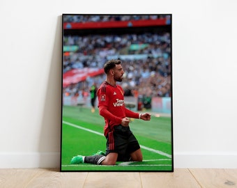 Bruno Fernandez Poster for bedroom - Football Poster, Manchester United poster gift for men gift for women