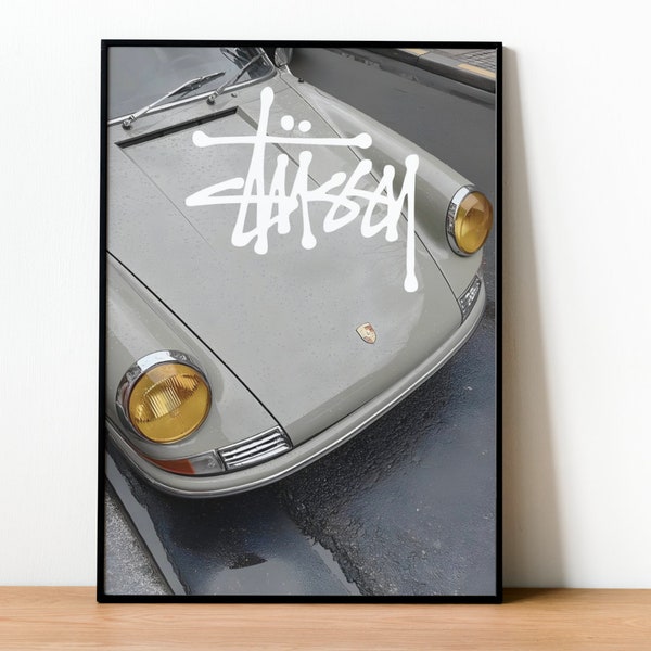 Stussy Porsche Posters for bedroom - brand print poster car poster wall art cool print cool poster gift for women gift for men